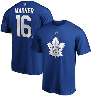 Mitchell Marner Toronto Maple Leafs Fanatics Branded Authentic Stack Player Name & Number T-Shirt - Blue