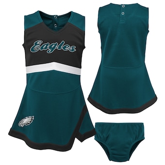 Philadelphia Eagles Girls Infant Cheer Captain Jumper Dress - Midnight Green/Black