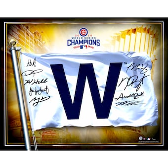 Chicago Cubs Fanatics Authentic 2016 MLB World Series Champions Autographed 16 x 20" W Flag Photograph with 9 Signatures