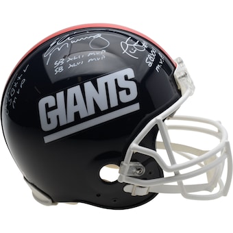 Eli Manning, Ottis Anderson & Phil Simms New York Giants Fanatics Authentic Autographed Multi-Signed Riddell Throwback Authentic Helmet with Super Bowl MVP Inscriptions