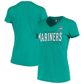 Seattle Mariners G-III 4Her by Carl Banks Women's Team Logo Game On V-Neck T-Shirt - Aqua