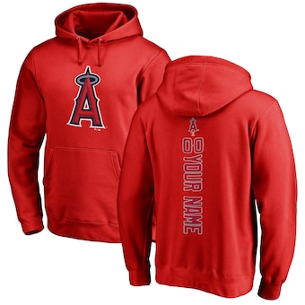 Los Angeles Angels Fanatics Branded Personalized Playmaker Pullover Hoodie - Red