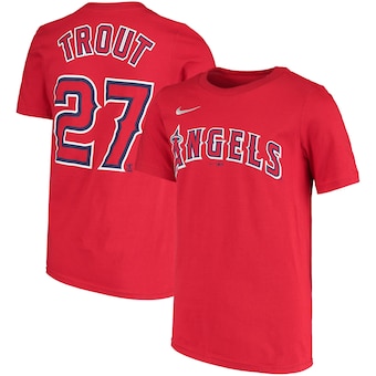 Mike Trout Los Angeles Angels Nike Youth Name & Number T-Shirt - Red