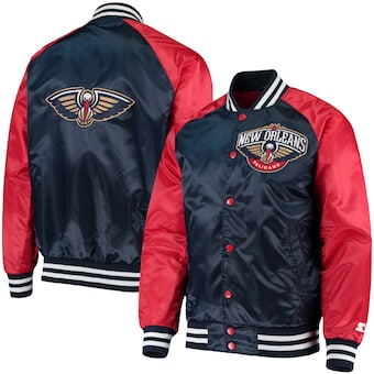 New Orleans Pelicans Starter Point Guard Satin Full-Snap Jacket - Navy/Red