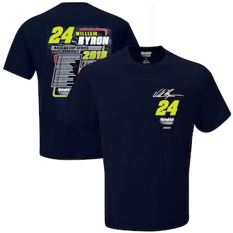 William Byron Checkered Flag 2018 Monster Energy NASCAR Cup Series Race Schedule T-Shirt - Navy