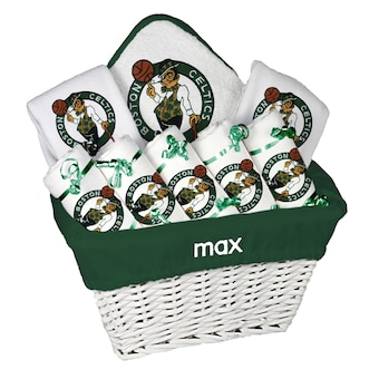 Boston Celtics Newborn & Infant Personalized Large Gift Basket - White