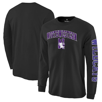 Northwestern Wildcats Fanatics Branded Distressed Arch Over Logo Long Sleeve Hit T-Shirt - Black