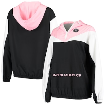 Inter Miami CF ZooZatz Women's Swishy Anorak Quarter-Zip Pullover Jacket - Black/Pink