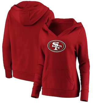 San Francisco 49ers NFL Pro Line by Fanatics Branded Women's Primary Team Logo V-Neck Pullover Hoodie - Scarlet