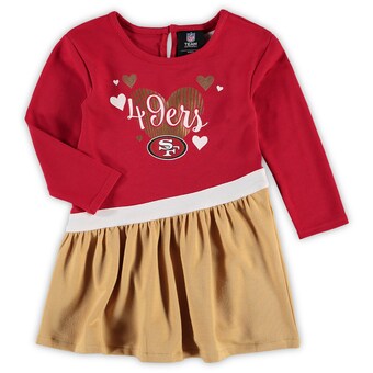 San Francisco 49ers Girls Infant All Hearts Jersey Long Sleeve Dress - Scarlet
