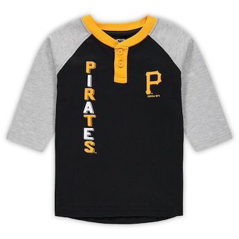 Pittsburgh Pirates Toddler Play to Win Henley 3/4-Sleeve T-Shirt - Black/Heathered Gray