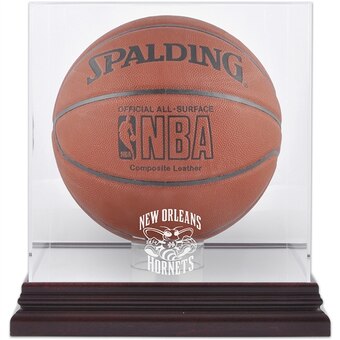 New Orleans Hornets Fanatics Authentic Mahogany Hardwood Classics 2008 - 2013 Team Logo Basketball Display Case with Mirrored Back