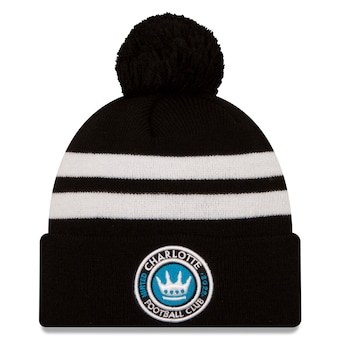 Charlotte FC New Era Top Stripe Knit Hat - Black