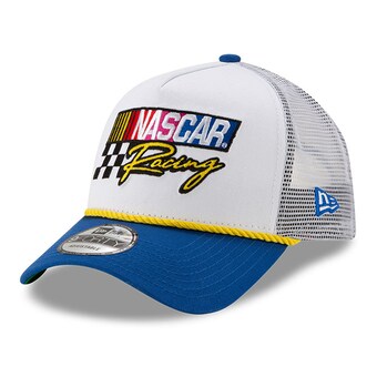 NASCAR New Era 9FORTY A-Frame Adjustable Mesh Trucker Hat - White/Blue