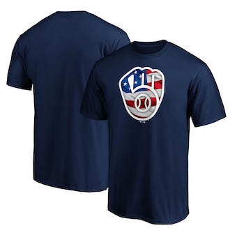 Milwaukee Brewers Fanatics Branded Banner Wave T-Shirt - Navy