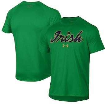 Notre Dame Fighting Irish Under Armour Script School Logo Tech 2.0 Performance T-Shirt - Green
