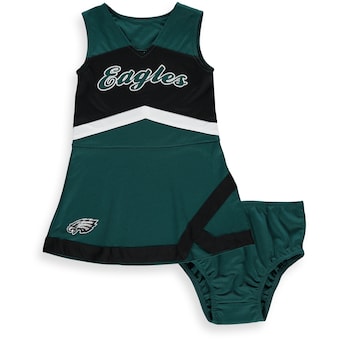 Philadelphia Eagles Girls Preschool Cheer Captain Jumper Dress - Midnight Green/Black