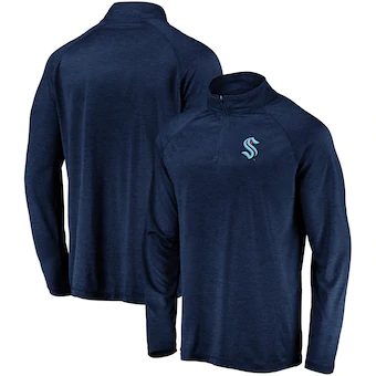 Seattle Kraken Fanatics Branded Primary Logo Quarter-Zip Pullover Fleece Jacket - Navy