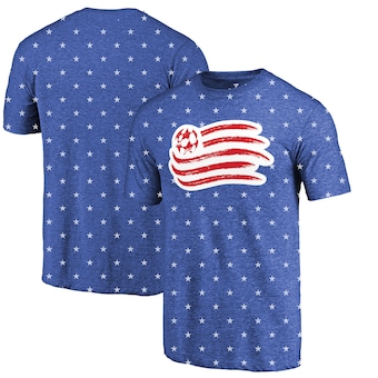 New England Revolution Fanatics Branded Star Spangled All-Over Tri-Blend T-Shirt - Royal