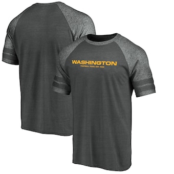 Washington Football Team Fanatics Branded True Classics Tri-Blend Foundation Block Raglan T-Shirt - Heather Gray