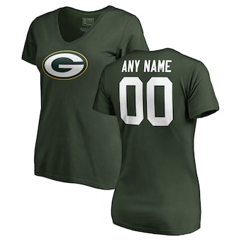 Green Bay Packers NFL Pro Line Women's Any Name & Number Logo Personalized T-Shirt - Green