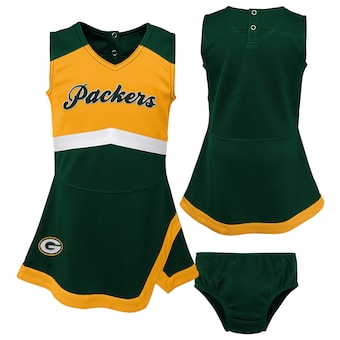 Green Bay Packers Girls Infant Cheer Captain Jumper Dress - Green/Gold