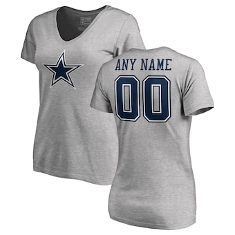 Dallas Cowboys NFL Pro Line by Fanatics Branded Women's Personalized Name & Number Logo T-Shirt - Ash
