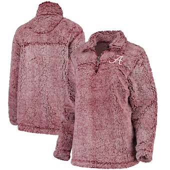 Alabama Crimson Tide Women's Sherpa Super Soft Quarter Zip Pullover Jacket - Crimson