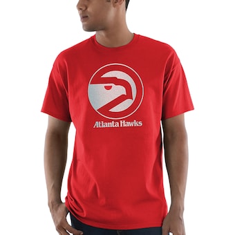 Atlanta Hawks Majestic Throwback Logo Reflective Tek Patch T-Shirt - Red