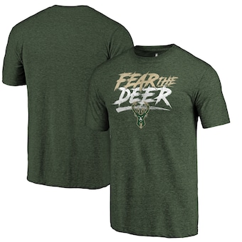 Milwaukee Bucks Fanatics Branded Hometown Collection Tri-Blend T-Shirt - Hunter Green