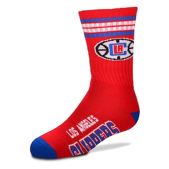 LA Clippers For Bare Feet Youth 4-Stripe Deuce Quarter-Length Socks