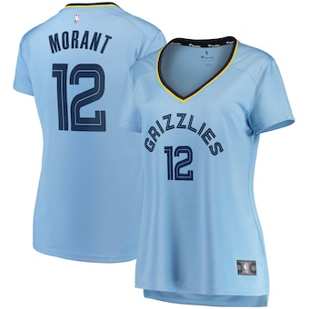 Ja Morant Memphis Grizzlies Fanatics Branded Women's 2019/20 Fast Break Replica Jersey Light Blue - Statement Edition