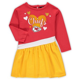 Kansas City Chiefs Girls Infant All Hearts Jersey Long Sleeve Dress - Red