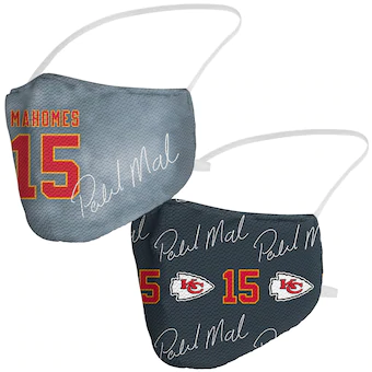 Patrick Mahomes Kansas City Chiefs Fanatics Branded Adult NFL Logo Player Name & Number Face Covering 2-Pack