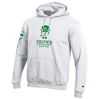 Celtics Crossover Gaming Champion NBA 2K League Powerblend Pullover Hoodie - White