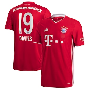 Alphonso Davies Bayern Munich adidas 2020/21 Home Replica Jersey - Red