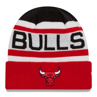 Chicago Bulls New Era Current Logo Biggest Fan 2.0 Cuffed Knit Hat - Black/Red