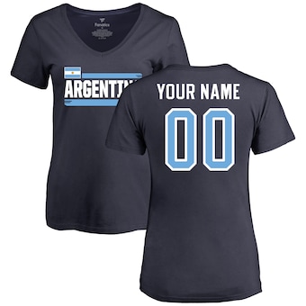 Argentina Women's Personalized Name & Number T-Shirt - Navy