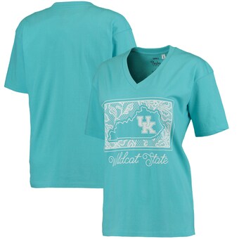 Kentucky Wildcats Pressbox Women's Crochet V-Neck T-Shirt - Light Blue