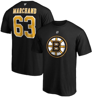 Brad Marchand Boston Bruins Fanatics Branded Authentic Stack Player Name & Number T-Shirt - Black