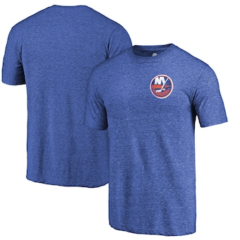 New York Islanders Fanatics Branded Primary Logo Left Chest Distressed Tri-Blend T-Shirt - Royal
