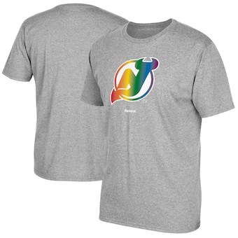 New Jersey Devils Reebok Rainbow Pride T-Shirt - Gray