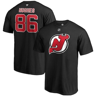 Jack Hughes New Jersey Devils Fanatics Branded Authentic Stack Player Name & Number T-Shirt - Black