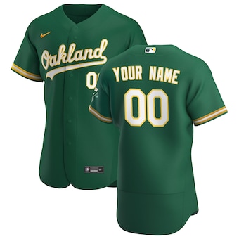 Oakland Athletics Nike 2020 Alternate Authentic Custom Jersey - Kelly Green