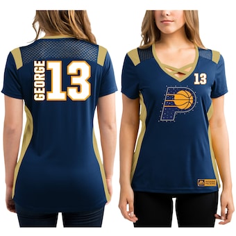 Paul George Indiana Pacers Majestic Women's Draft Him Jersey Top T-Shirt - Navy