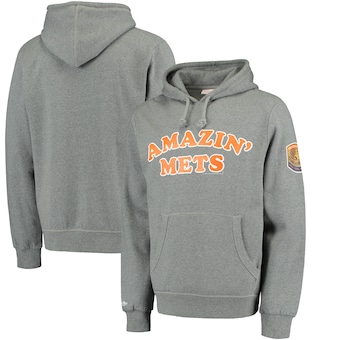 New York Mets Mitchell & Ness Extra Out Pullover Hoodie - Gray