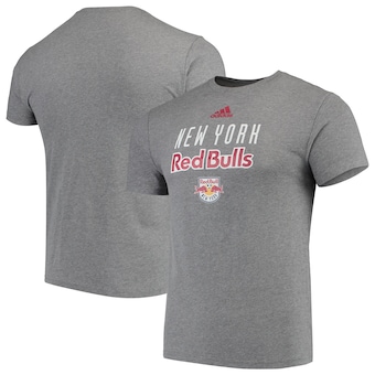 New York Red Bulls adidas Tri-Blend Locker Stacked Short Sleeve T-Shirt - Gray