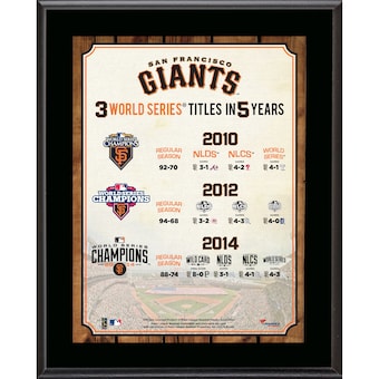 San Francisco Giants Fanatics Authentic 10.5" x 13" 2014 World Series Champions Three Championships in Five Years Plaque