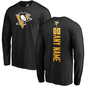Pittsburgh Penguins Fanatics Branded Personalized Playmaker Long Sleeve T-Shirt - Black