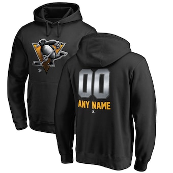Pittsburgh Penguins Fanatics Branded Personalized Midnight Mascot Pullover Hoodie - Black